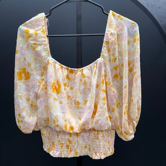 Lush Multicolored Floral Puff Sleeve Blouse - Picture 5 of 5